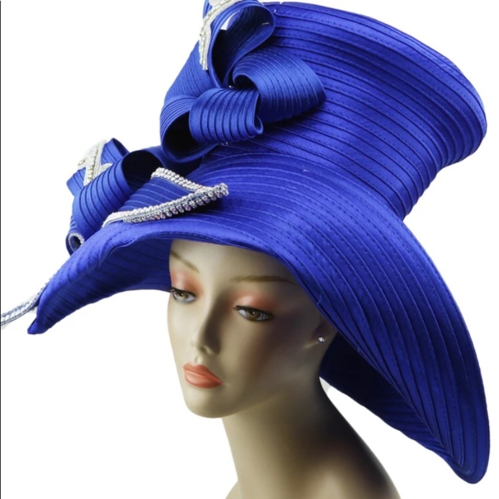 NEW CHARM NY White or Silver EXOTIC CHURCH DERBY ASCOT HAT - Picture 3 of 3